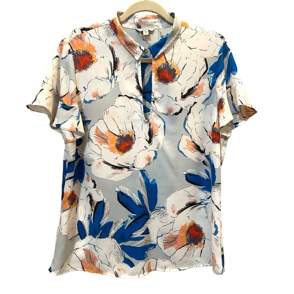 GUESS keyhole collar floral blouse - Picture 1 of 3